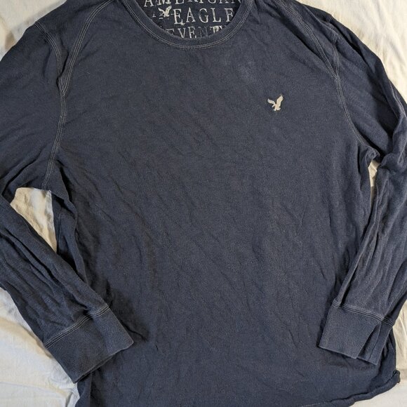 AMERICAN EAGLE SEVENTY SEVEN MEN'S LONG SLEEVE SHIRT XXL DARK NAVY BLUE - Picture 3 of 15